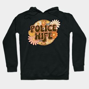 Police Wife Retro Groovy Floral Leopard Hoodie